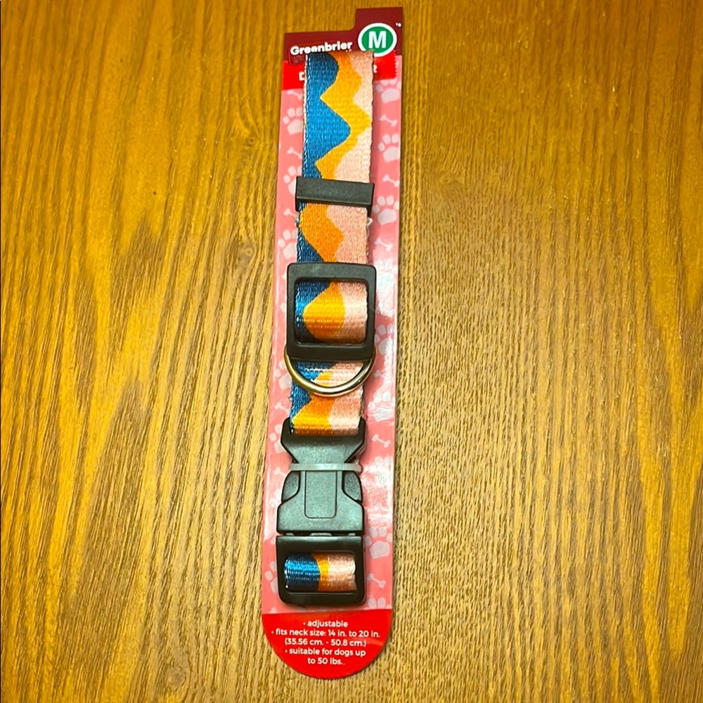 GKC dog collar with adjustable length. Orange, blue and pink. Size M. NWT